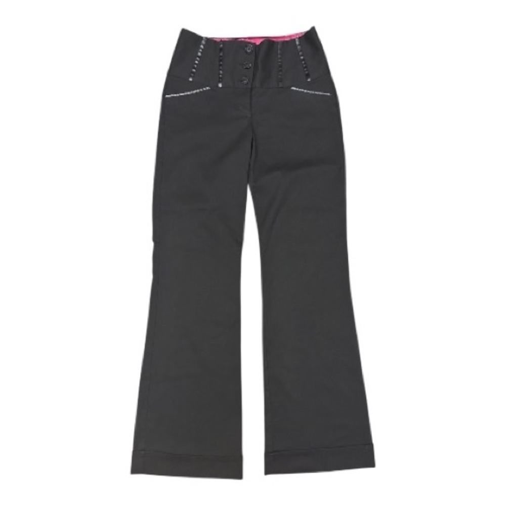 Charlotte Russe Y2K Black Pants High Waist Mid Rise Flare Leg Size 5 Juniors